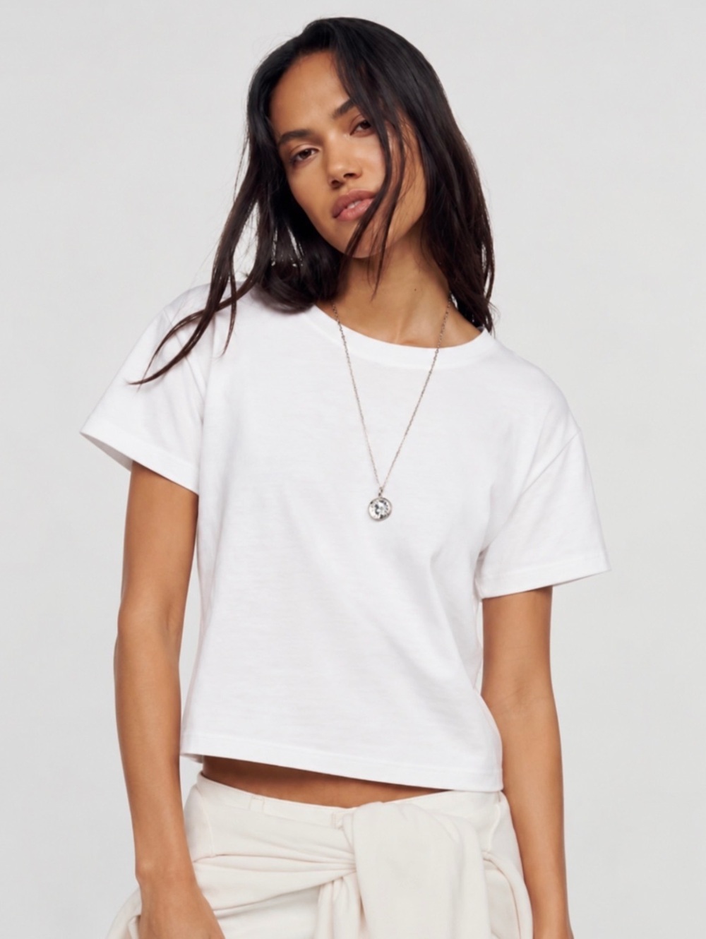 Pilcro White Cotton Crew Neck T-Shirt, Size Small